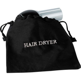 Hospitality 1 Source, Llc FRHDBAG-WEM Fire Retardant Hair Dryer Bag - Black with White Embroidery image.