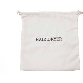 Hair Dryer Bag - White with Navy Embroidery - Pkg Qty 10