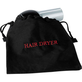 Hair Dryer Bag - Black with Red Embroidery - Pkg Qty 10