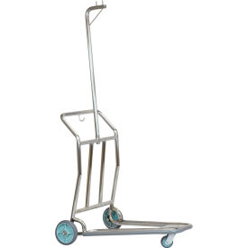 Hospitality 1 Source, Llc NCLCBS Hospitality 1 Source Compact Luggage Cart, Stainless Steel, 4" Front/8" Back Wheel, Semi-Pneumatic image.