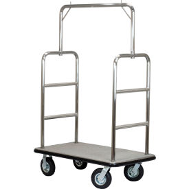 Hospitality 1 Source, Llc TMIDTOWN Hospitality 1 Source Midtown Bellmans Cart - Stainless Steel Finish, Grey Deck, 8" Pneuamtic Wheels image.