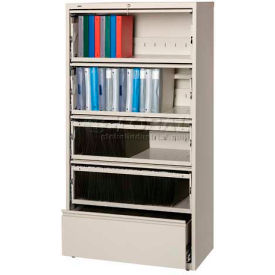 Hirsh Industries HL8000 Series 36W Receding Drawer Front Lateral File 5Drawer  Putty