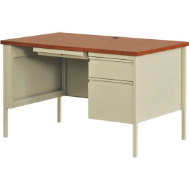 Hirsh Industries® Steel Desk - Single Right Pedestal - 30"" x 48"" - Putty/Oak - HL10000 Series