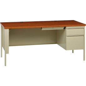 Hirsh Industries Inc 20094 Hirsh Industries® Steel Desk - Single Right Pedestal - 30" x 66" - Putty/Oak - HL10000 Series image.