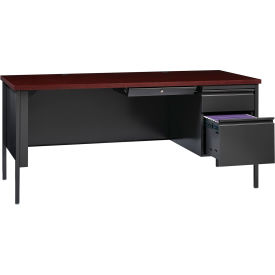 Hirsh Industries Inc 20096 Hirsh Industries® Steel Desk - Single Right Pedestal - 30"D x 66"W - Mahogany - HL10000 Series image.