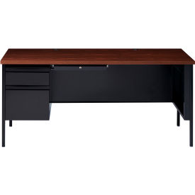 Hirsh Industries Inc 20098 Hirsh Industries® Steel Desk - Single Left Pedestal - 30 x 66 - Black/Walnut - HL10000 Series image.