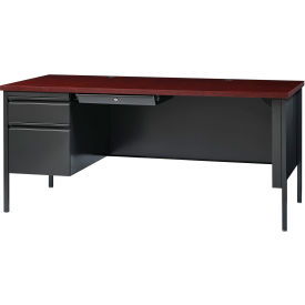 Hirsh Industries Inc 20099 Hirsh Industries® Steel Desk - Single Left Pedestal - 30"D x 66"W - Mahogany - HL10000 Series image.