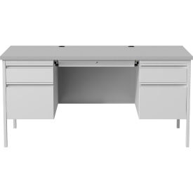 Hirsh Industries® Steel Desk - Double Pedestal - 30"" x 60"" - Gray - HL10000 Series