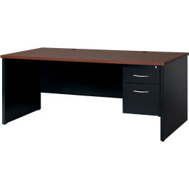 Hirsh Industries Inc 20535****** Hirsh Industries® Modular Steel Desk - Single Right Pedestal - 72 x 36 - Black/Walnut image.