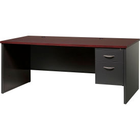 Hirsh Industries® Modular Steel Desk - Single Right Pedestal - 72 x 36 - Charcoal/Mahogany