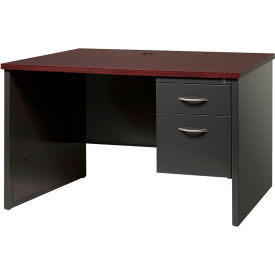 Hirsh Industries Inc 20540 Hirsh Industries® Modular Steel Desk - Single Right Pedestal - 48 x 30 - Charcoal/Mahogany image.