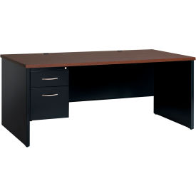 Hirsh Industries Inc 20541 Hirsh Industries® Modular Steel Desk - Single Left Pedestal - 72 x 36 - Black/Walnut image.