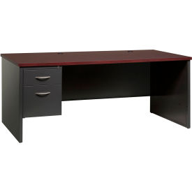 Hirsh Industries Inc 20542 Hirsh Industries® Modular Steel Desk - Single Left Pedestal - 72 x 36 - Charcoal/Mahogany image.