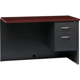 Hirsh Industries® Modular Steel Right Return Desk - 48 x 24 - Charcoal/Mahogany