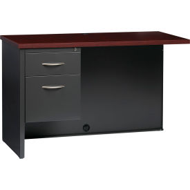 Hirsh Industries® Modular Steel Left Return Desk - 48 x 24 - Charcoal/Mahogany