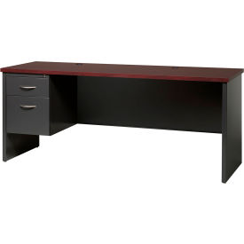 Hirsh Industries® Modular Steel Credenza - Single Left Pedestal - 72 x 24 - Charcoal/Mahogany