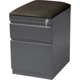 Hirsh Industries Inc 20962 Hirsh Industries®20" Deep Mobile Pedestal Box/File with Black Seat Cushion - Charcoal image.