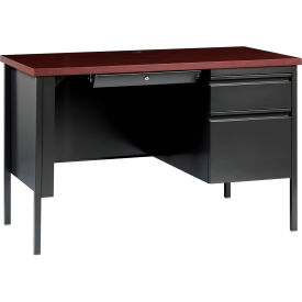 Hirsh Industries® Steel Desk - Single Right Pedestal - 24 x 45 - Mahogany - HL10000 Series