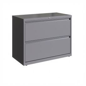 Hirsh Industries Inc 23744 Hirsh Industries®36" Wide 2-Drawer Lateral File Cabinet - Arctic Silver image.