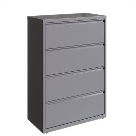 Hirsh Industries Inc 23746 Hirsh Industries®36" Wide 4-Drawer Lateral File Cabinet - Arctic Silver image.