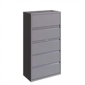 Hirsh Industries Inc 23747 Hirsh Industries®36" Wide 5-Drawer Lateral File Cabinet - Arctic Silver image.