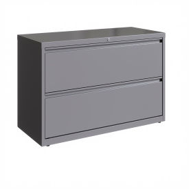 Hirsh Industries Inc 23748 Hirsh Industries®42" Wide 2-Drawer Lateral File Cabinet - Arctic Silver image.