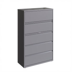 Hirsh Industries Inc 23751 Hirsh Industries®42" Wide 5-Drawer Lateral File Cabinet - Arctic Silver image.
