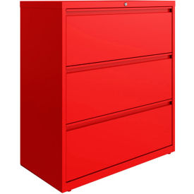 Hirsh Industries Inc 24252 Hirsh Industries® HL10000 Series® Lateral File 36 Wide 3-Drawer - Lava Red image.