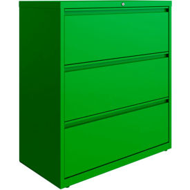 Hirsh Industries Inc 24253 Hirsh Industries® HL10000 Series® Lateral File 36 Wide 3-Drawer - Screamin Green image.