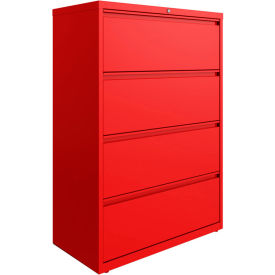 Hirsh Industries Inc 24255 Hirsh Industries® HL10000 Series® Lateral File 36 Wide 4-Drawer - Lava Red image.