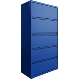 Hirsh Industries Inc 24260 Hirsh Industries® HL10000 Series® Lateral File 36 Wide 5-Drawer - Classic Blue image.