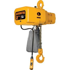 Harrington NER020C-20 NER Electric Chain Hoist w/ Hook Suspension - 2 Ton, 20' Lift, 7 ft/min, 208V