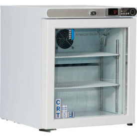 American Biotech CRT-ABT-HC-UCFS-0104G-LH ABS Freestanding Undercounter Controlled Room Temperature Cabinet, 1 Cu.Ft., Left Hinged Glass Door image.