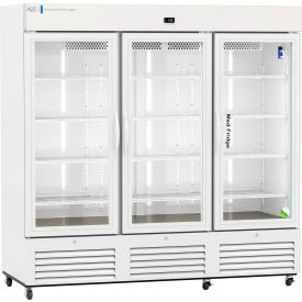 American Biotech Supply Standard Pharmacy Refrigerator 72 Cu. Ft. Capacity Swing Glass Door 