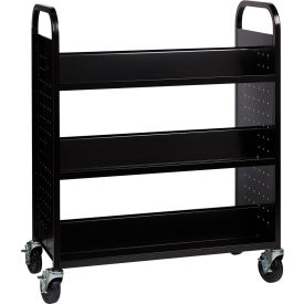 Hirsh® Double Sided 6 Shelf Book Cart 38"W x 18"D x 46-1/4"H Black 