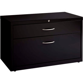 Global Industrial 695761 Interion® 36" Low Credenza with File Cabinet - Black image.
