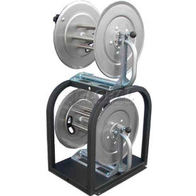 Hydro Tek Systems Inc AR326 HOT-2-GO AR326 3/8"X250 Capacity 5000PSI 2 Reel Stackable Stainless Steel Pressure Washer Hose Reel image.