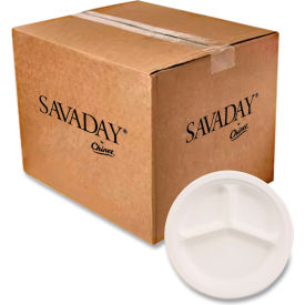 Chinet® 3-Compartment Paper Dinnerware Plates 10-1/4" Dia. White 500/Carton