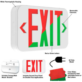 Hubbell Lighting Co CERG Hubbell LED Exit Sign with Field Selectable Red or Green LEDs, Nicad Battery, White, 120/277V image.