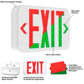 Hubbell LED Exit Sign with Field Selectable Red or Green LEDs Nicad Battery White 120/277V