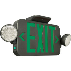 Hubbell Lighting Co CCGB Hubbell CCGB LED Combo Exit/Emergency Unit, Green Letters, Black, Ni-Cad Battery image.
