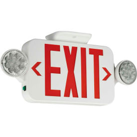 Hubbell CCRRC LED Combo Exit/Emergency Unit w/ Remote Capacity, Red Letters, White, Ni-Cad Battery