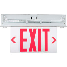 Hubbell Lighting Co CELCR2RN Hubbell LED Edge-Lit Combo Exit/Emergency Unit, NiMH Battery, Red LEDs, Recessed Mt, Double Face image.