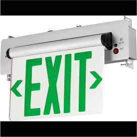 Hubbell Lighting Co CELR2GNE Hubbell CELR2GNE LED Edge-Lit Exit, Double-Face, Green Letters, Recessed Mount, w/ Battery Back-up image.