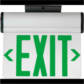 Hubbell Lighting Co CELS2GNE Hubbell CELS2GNE LED Edge-Lit Exit, Double-Face, Green Letters, Surface Mount, w/Battery Back-up image.