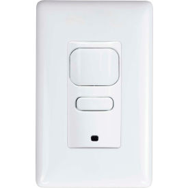 Hubbell Lighting Co LHIRS1-G-WH Hubbell LightHawk PIR 1-Button Wall Switch Occupancy Sensor, White image.