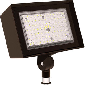 Hubbell Outdoor Ratio Dusk-to-Dawn LED Floodlight, 4800L, 34W, 50K, Wide Dist, Knuckle Mt, 120-277v