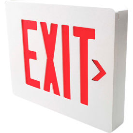 Hubbell Lighting Co SEDRWV11 Hubbell SEDRW Die Cast Aluminum LED Exit Sign, White Finish w/ Red Letters, Double Face, Damp Listed image.