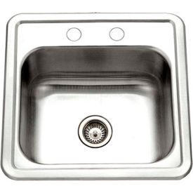 Houzer Inc 1515-6BS-1 Houzer® 1515-6BS-1 Drop In Stainless Steel 2-Holes Bar/Prep Sink image.