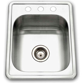 Houzer Inc 1722-7BS-1 Houzer® 1722-7BS-1 Drop In Stainless Steel 3-Holes Bar/Prep Sink image.